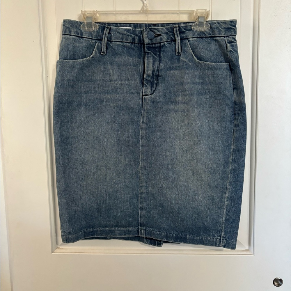 Denim knee length midi skirt light blue jean skirt Size 8